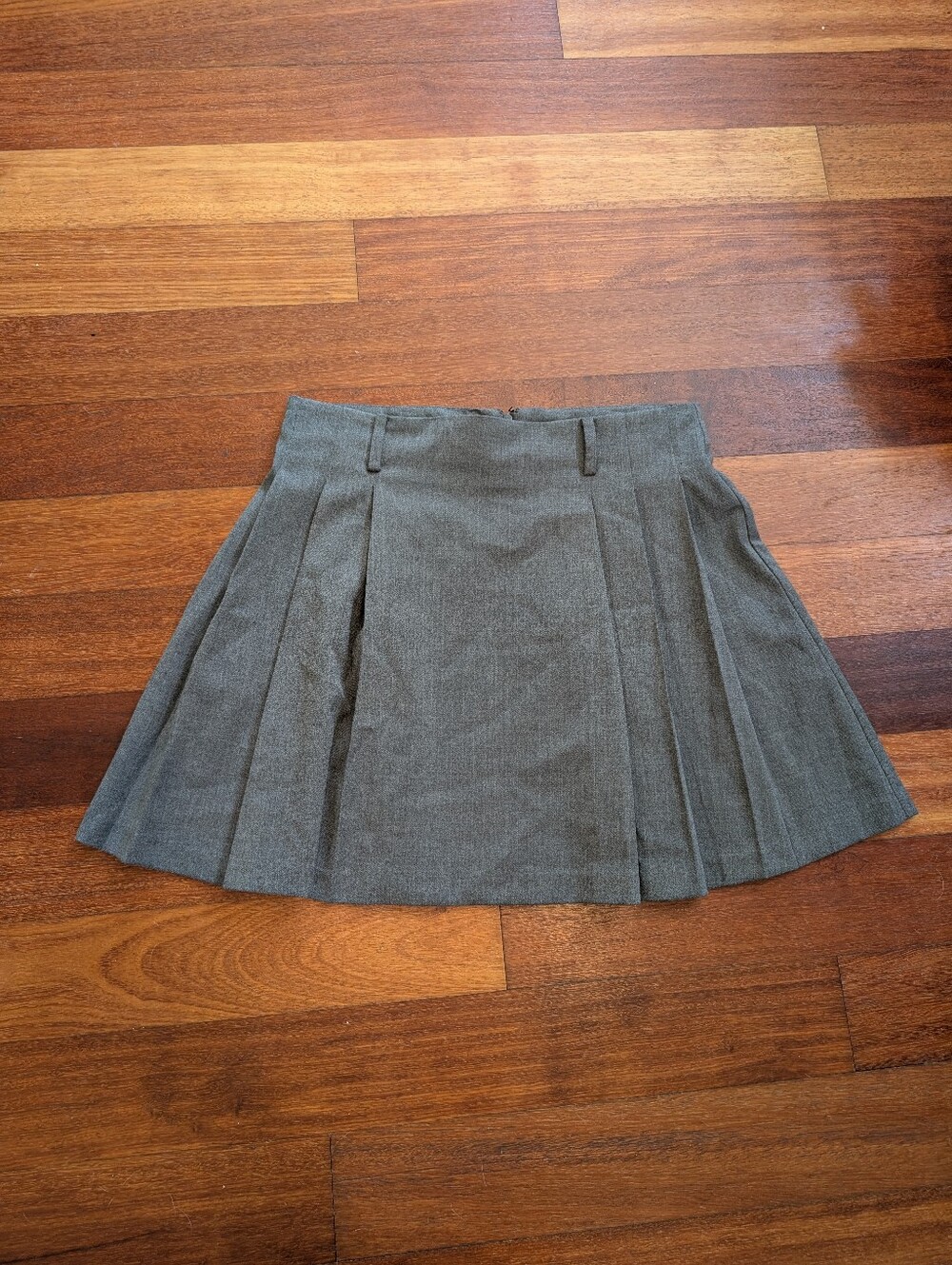 Mango Pleated Skater Mini Skirt in Charcoal Gray